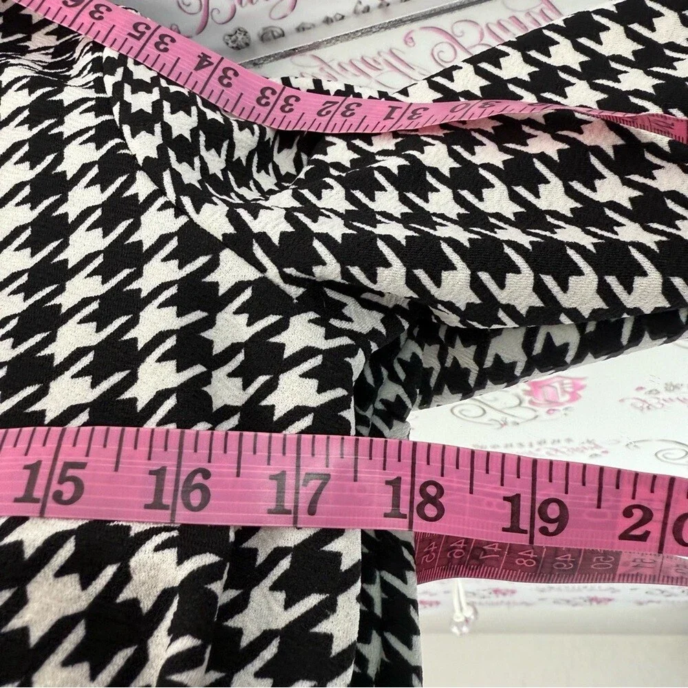 Cardigan long style color block Black and White Houndstooth Long Cardigan
